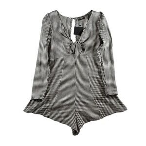 Dress Forum NWT Women's Gingham Long Sleeve Romper‎ Size Small
